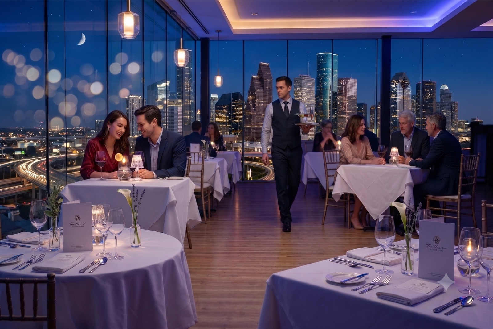 Luxury date night Houston boutique hotel and romantic restaurant mood